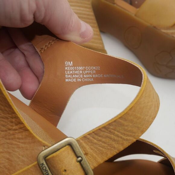 NEW Kork-Ease Hutton Leather Ankle Strap Platform Sandals Yellow Women's 9 - Picture 8 of 8